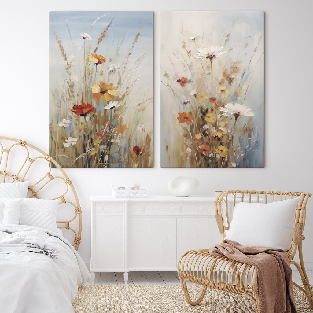 Painting of flowers in a field