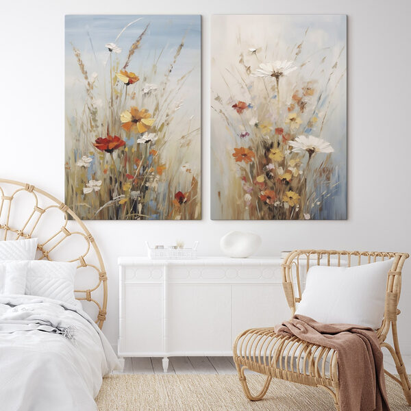 Painting of flowers in a field