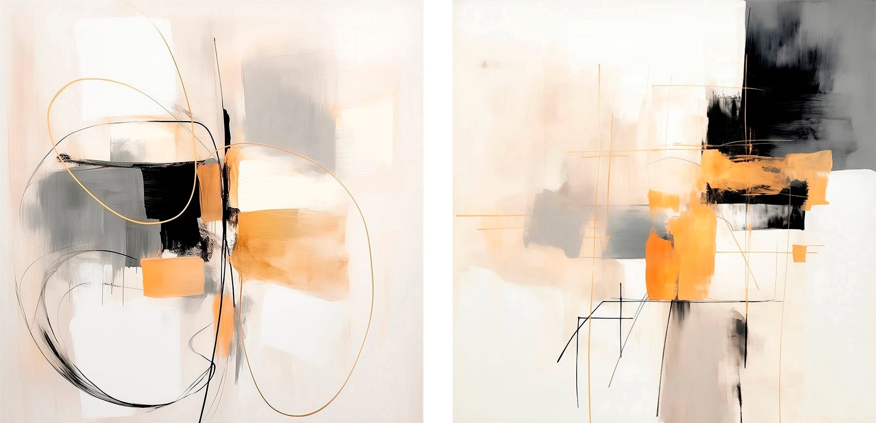 Two paintings of different colors