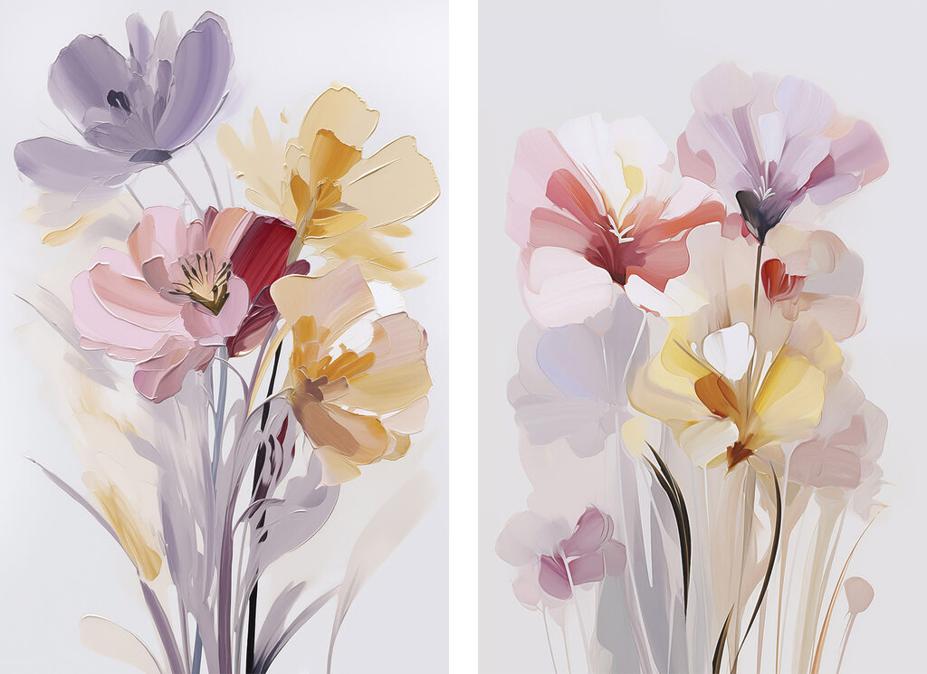 Painting of flowers on a white background