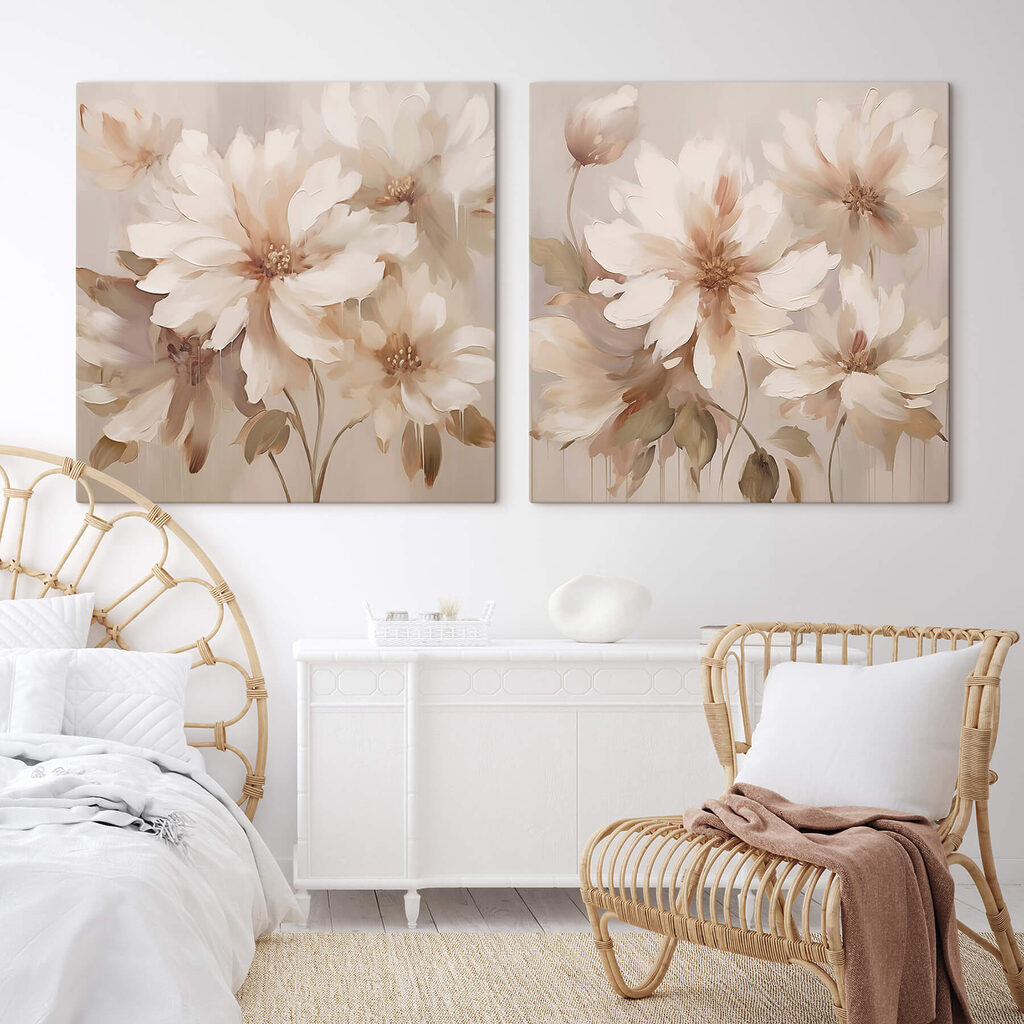 Painting of flowers on a beige background