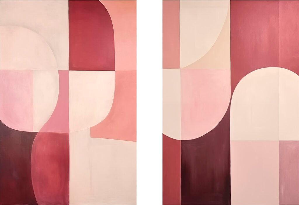 Two paintings of different colors