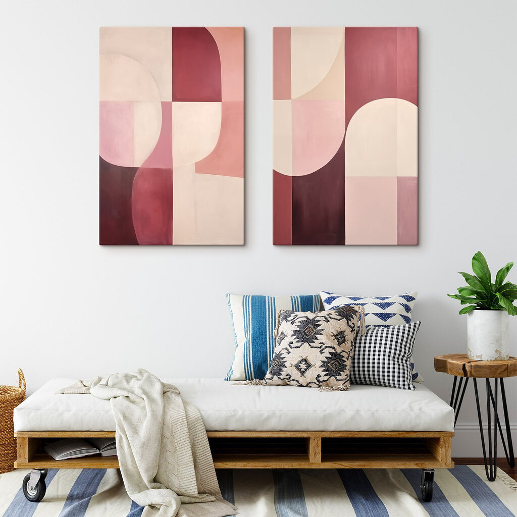 Two paintings of different colors