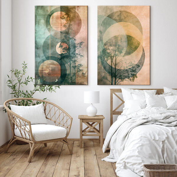 Couple of images of trees and circles