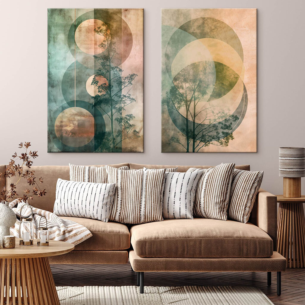 Couple of images of trees and circles