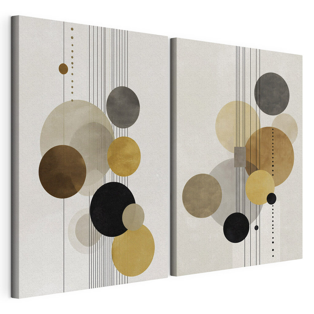 Pair of art pieces of circles