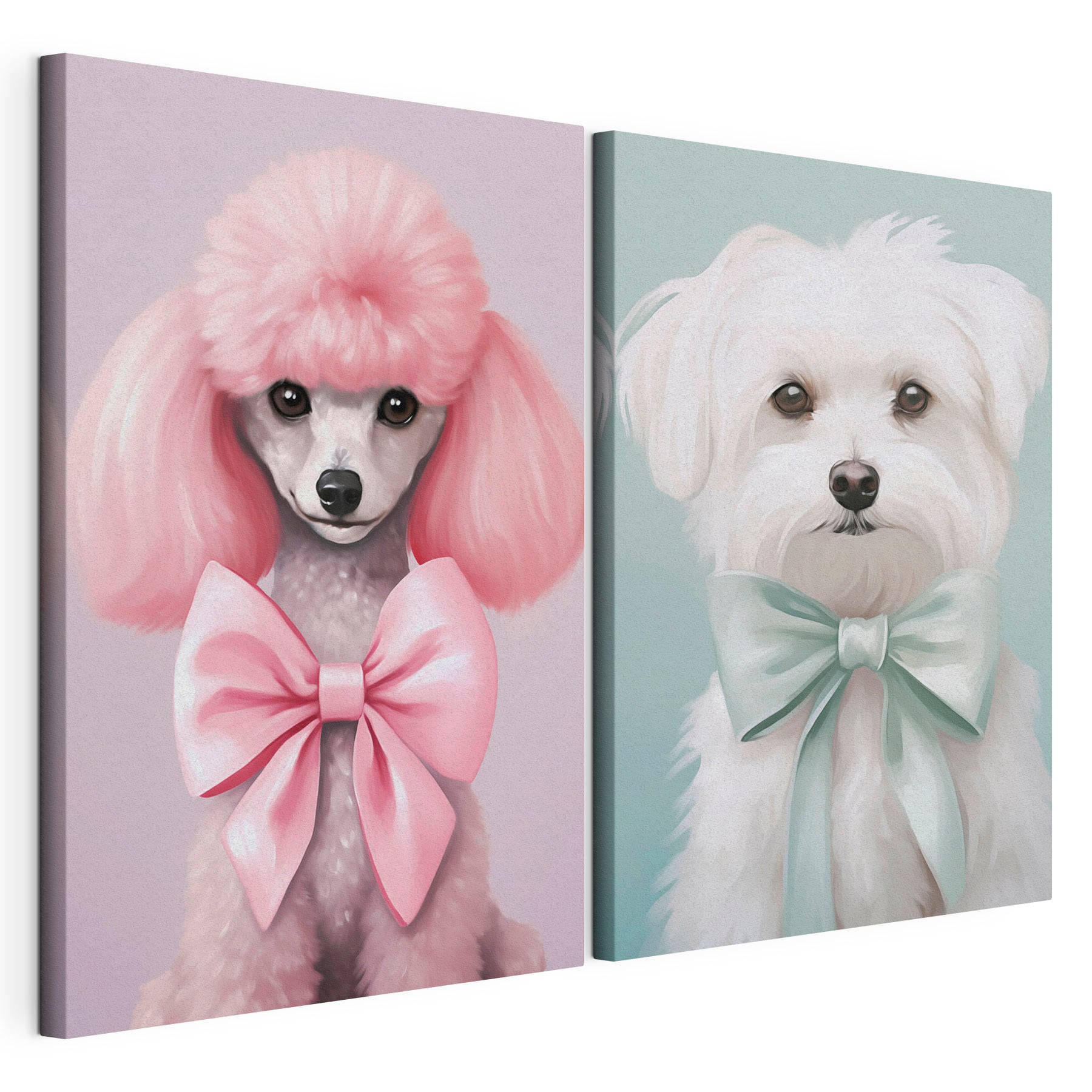 Dog with pink hair and a bow