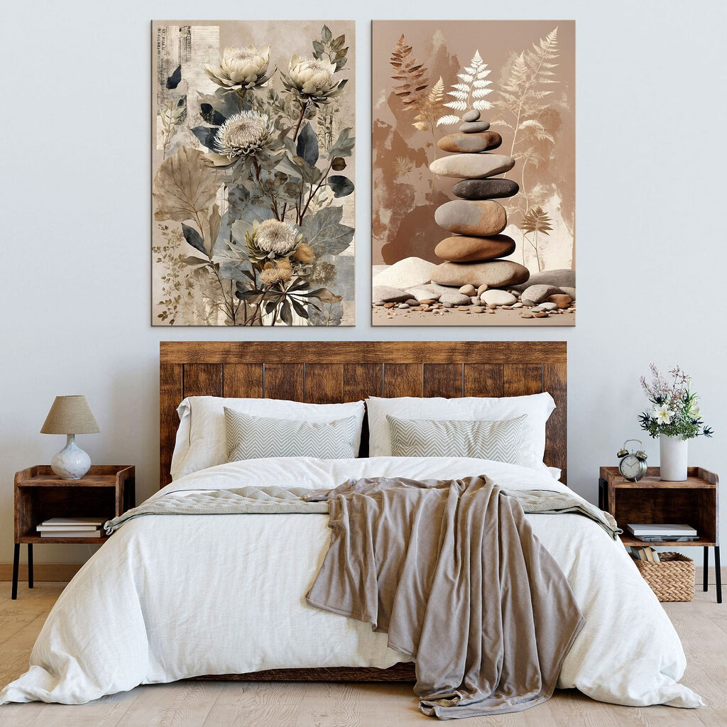 Collage of flowers and rocks