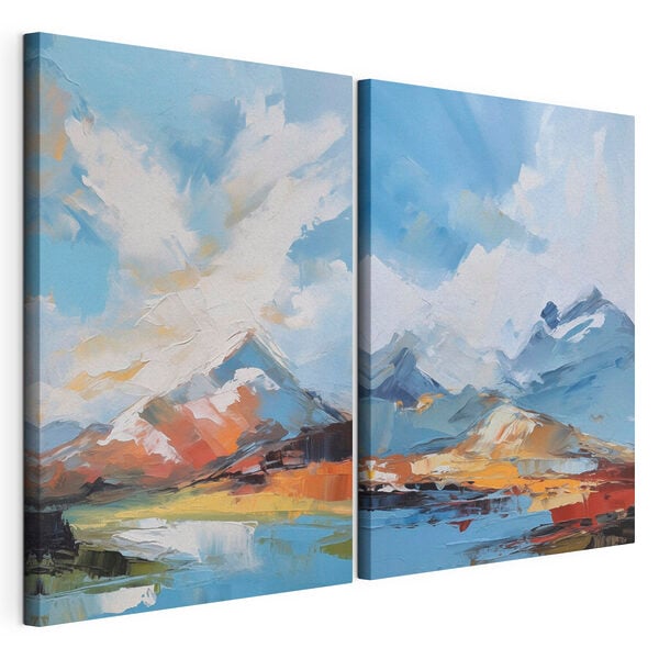 Painting of mountains and water