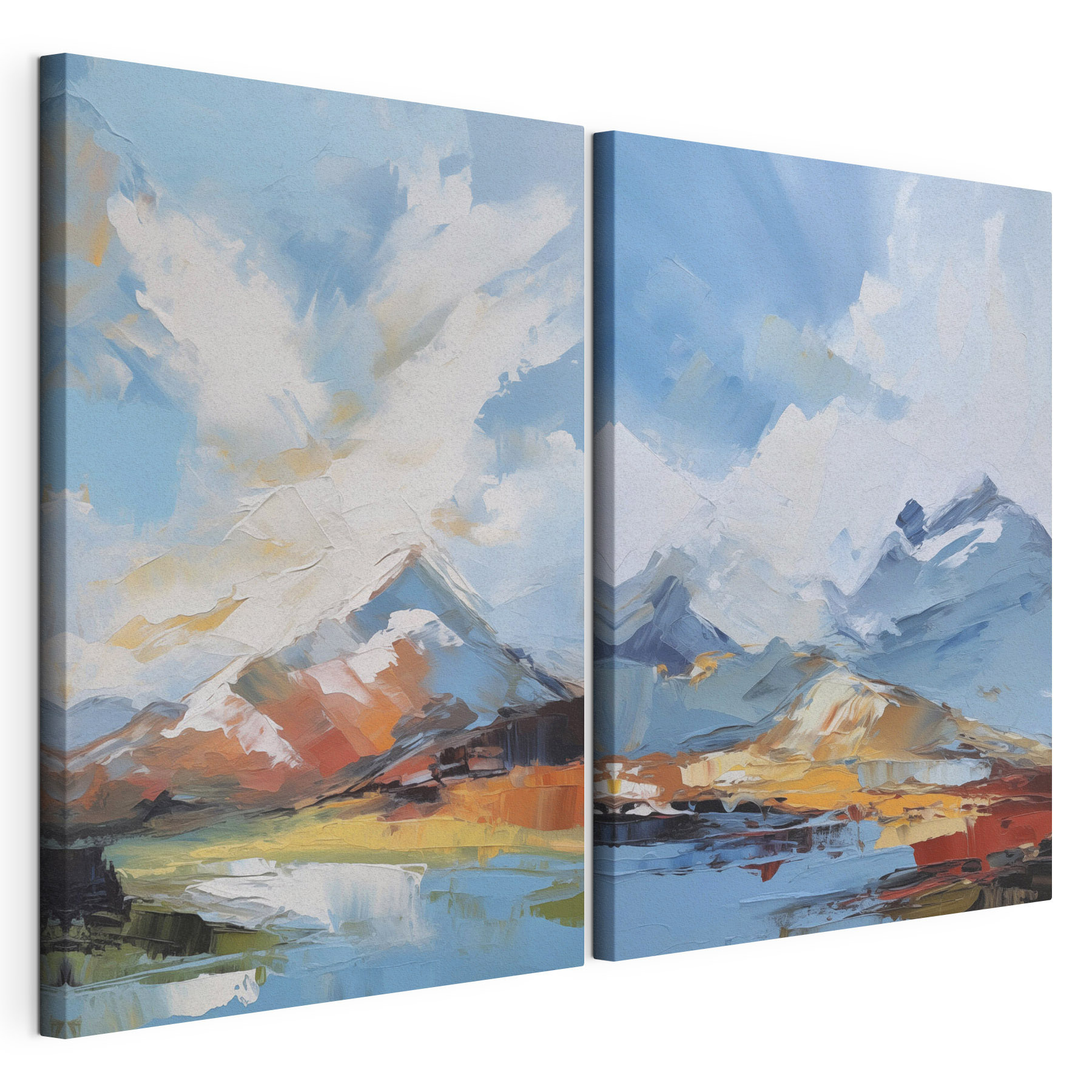 Painting of mountains and water