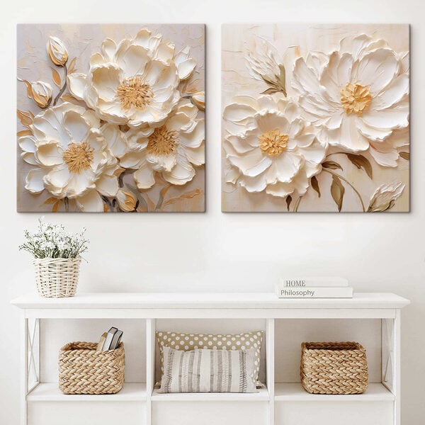Painting of flowers on canvas