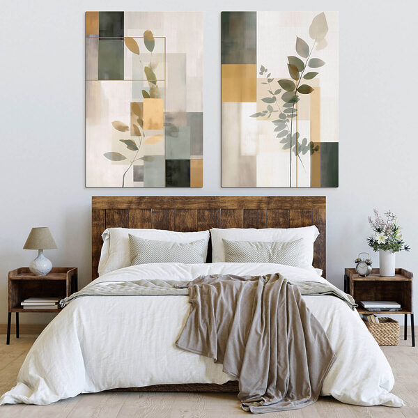 Pair of art pieces of leaves