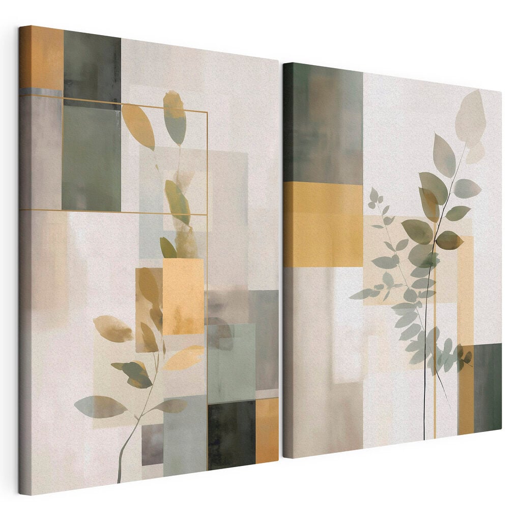 Pair of art pieces of leaves