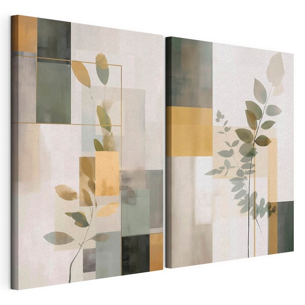 Pair of art pieces of leaves