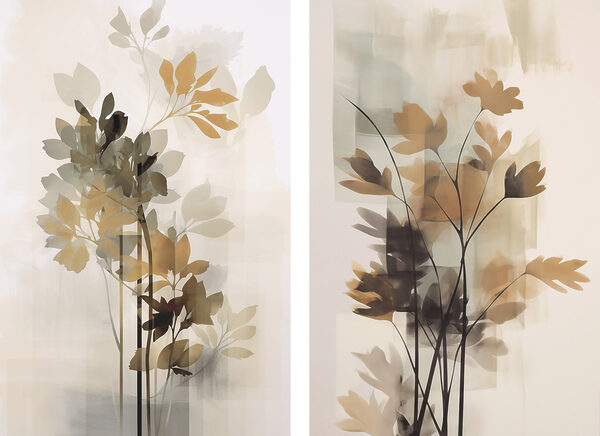 Painting of flowers and leaves