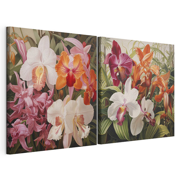 Modulární tisk na plátně Barevné orchideje v pestré expozici