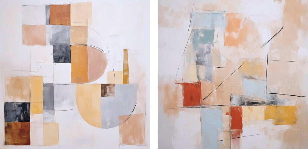 Two paintings of different colors