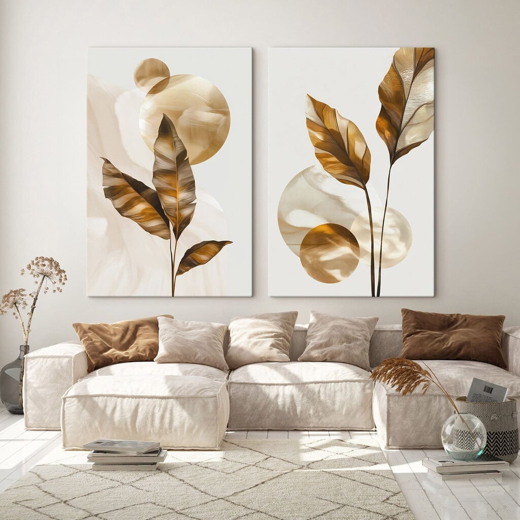 - Organic shapes in earthy tones