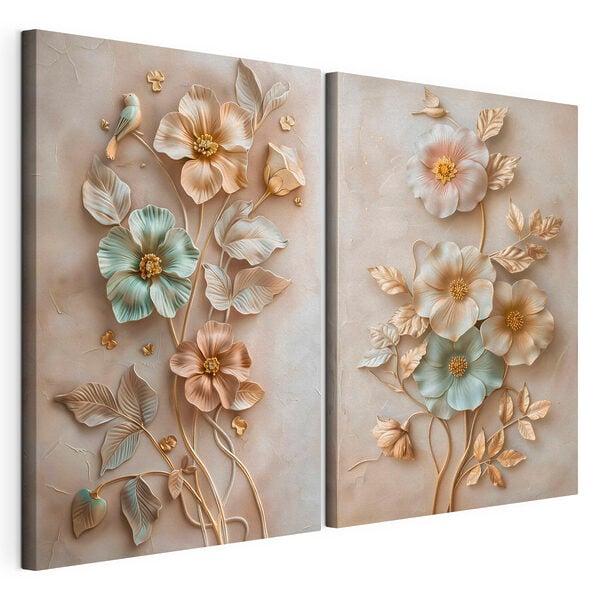 Delicate floral designs in soft hues