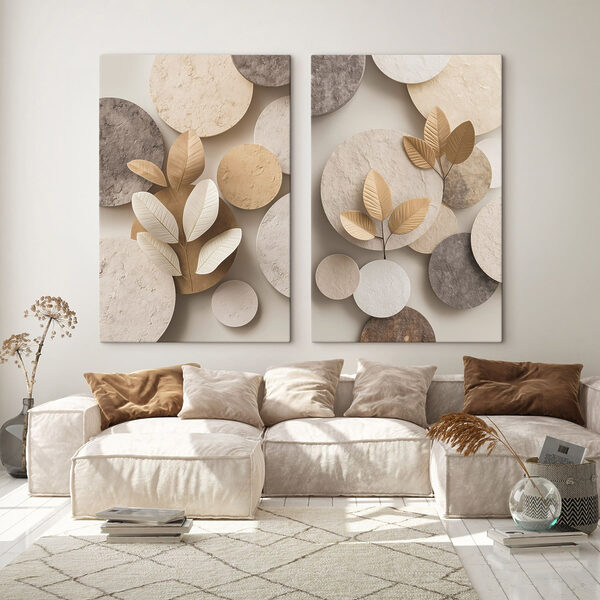 Collage of images of circles and leaves