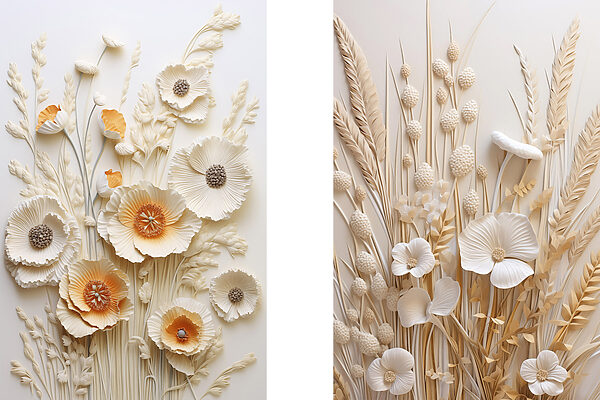 Collage of flowers and wheat