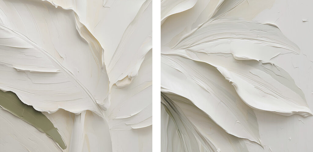 Beautifully crafted leaves in varying shades