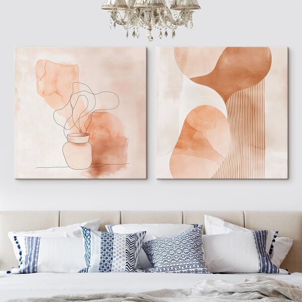 Two paintings of a vase and a vase with a light bulb