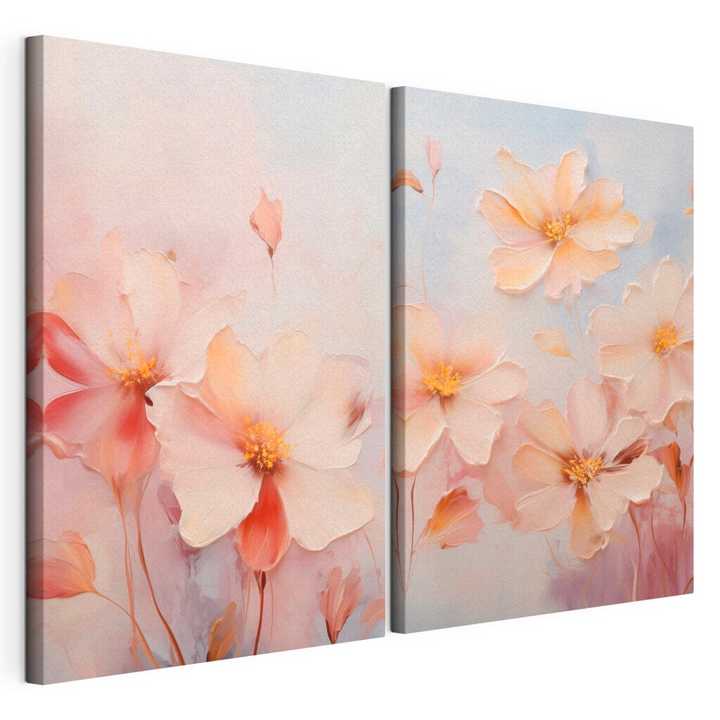 Painting of flowers on a blue background