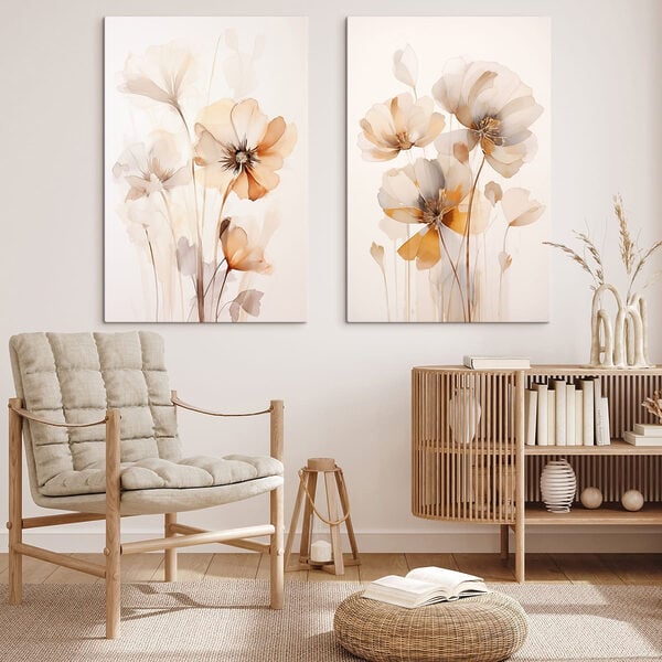 Painting of flowers on a white surface