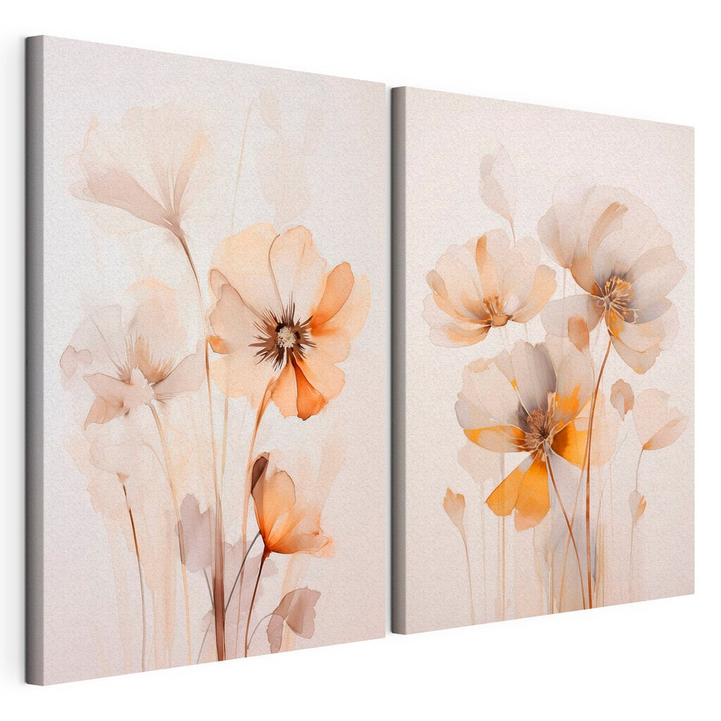 Painting of flowers on a white surface