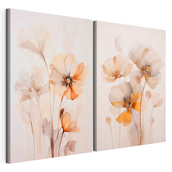 Painting of flowers on a white surface