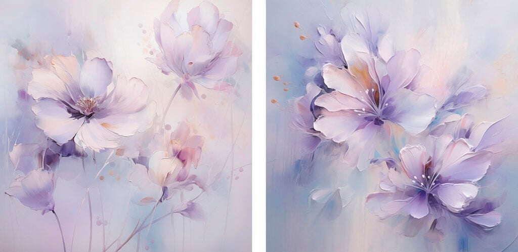 Painting of flowers on a white surface