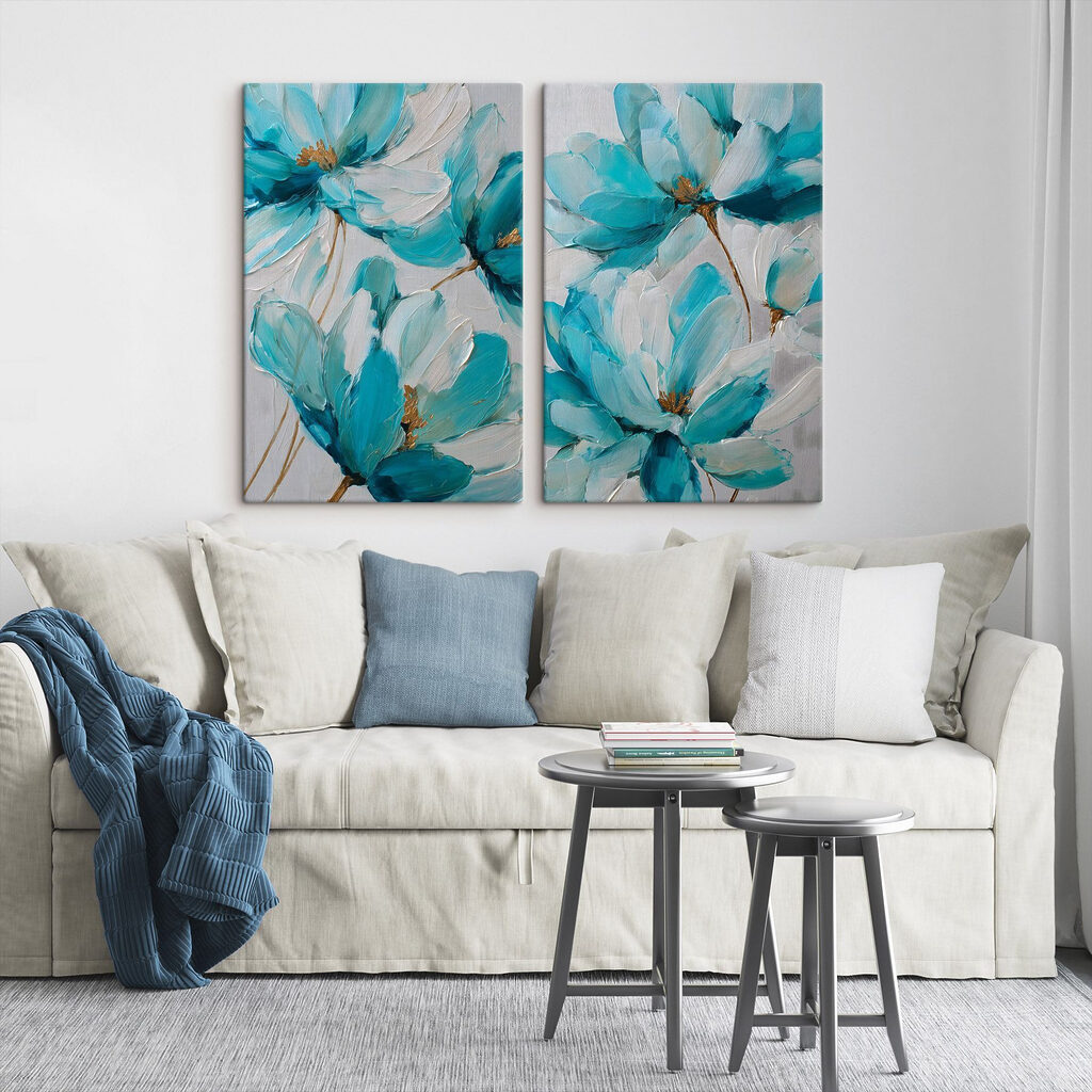 Vibrant blossoms in soft blue hues