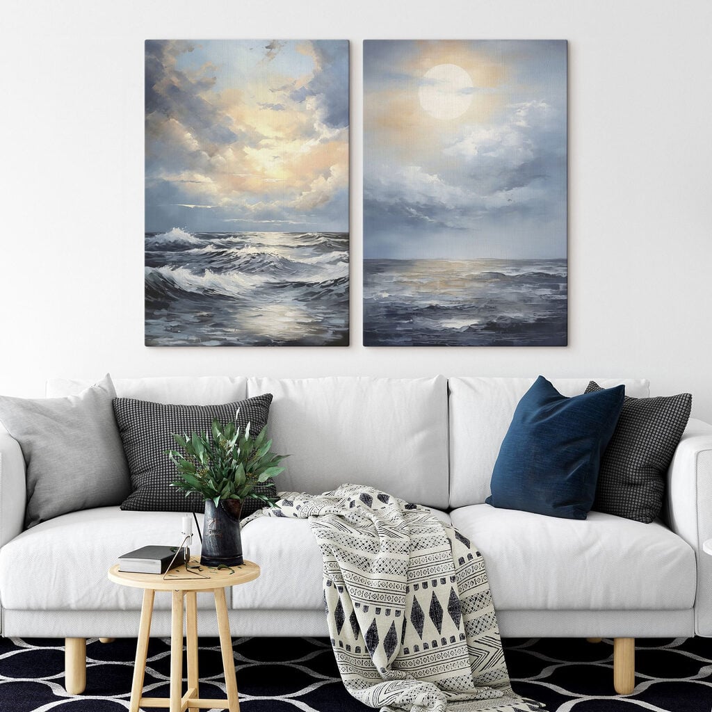 Painting of a sea and the sun