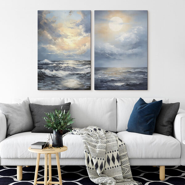 Painting of a sea and the sun