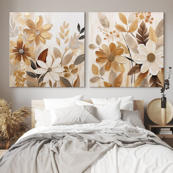 Painting of flowers and leaves