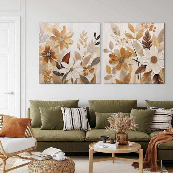 Painting of flowers and leaves