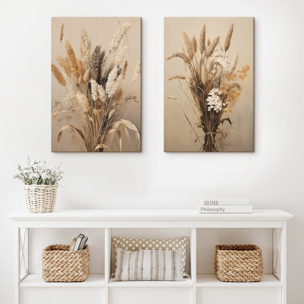 Painting of wheat and flowers