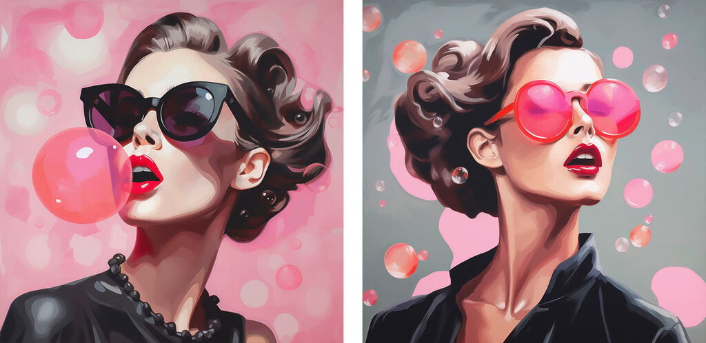 Collage of a woman wearing sunglasses