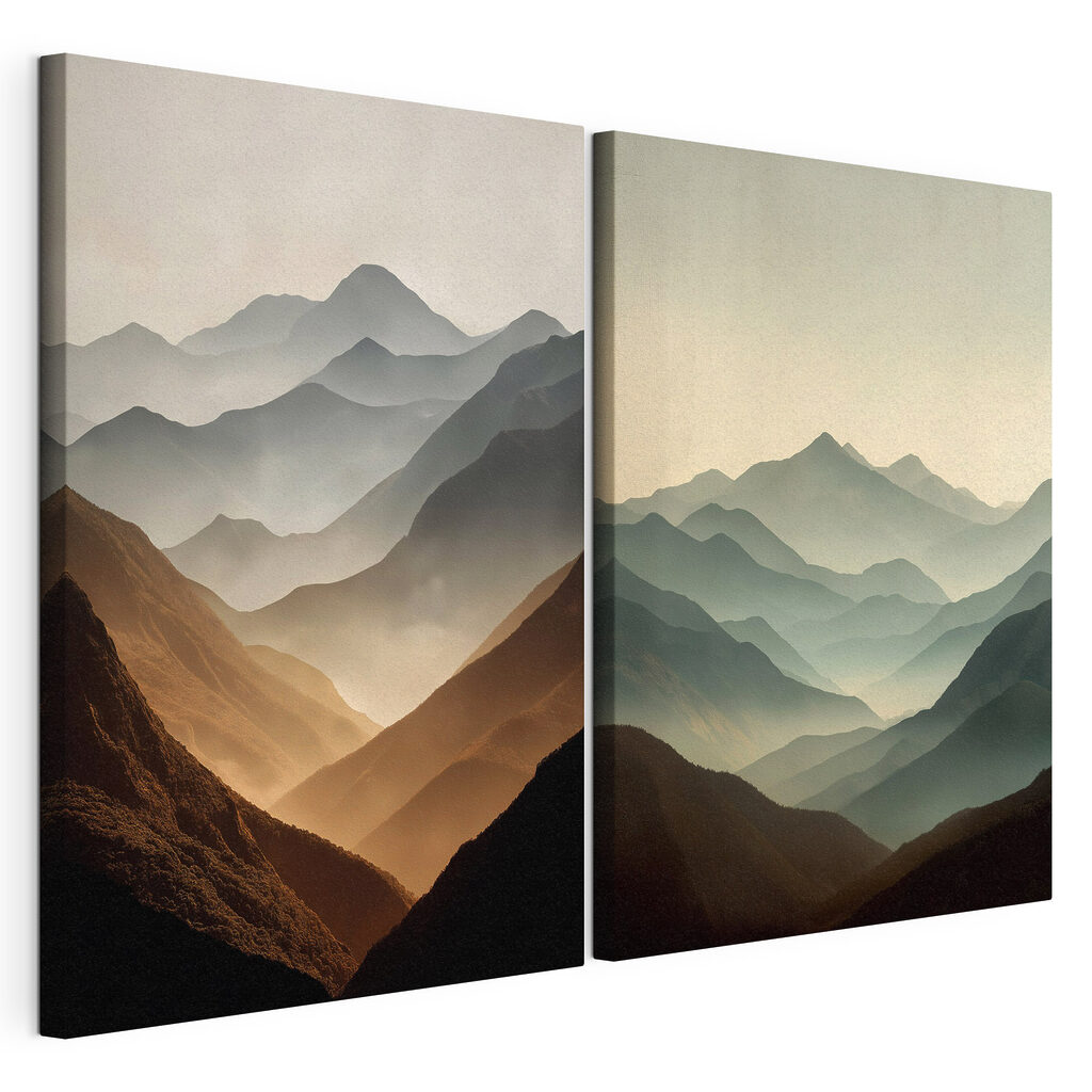 Comparison of mountains with fog