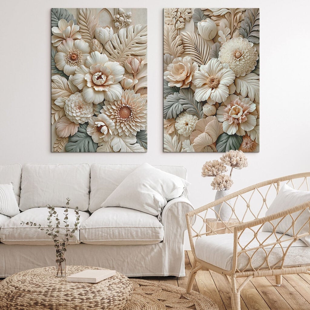 Collage of flowers and leaves