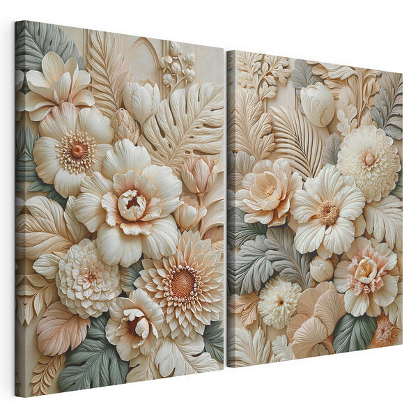 Collage of flowers and leaves