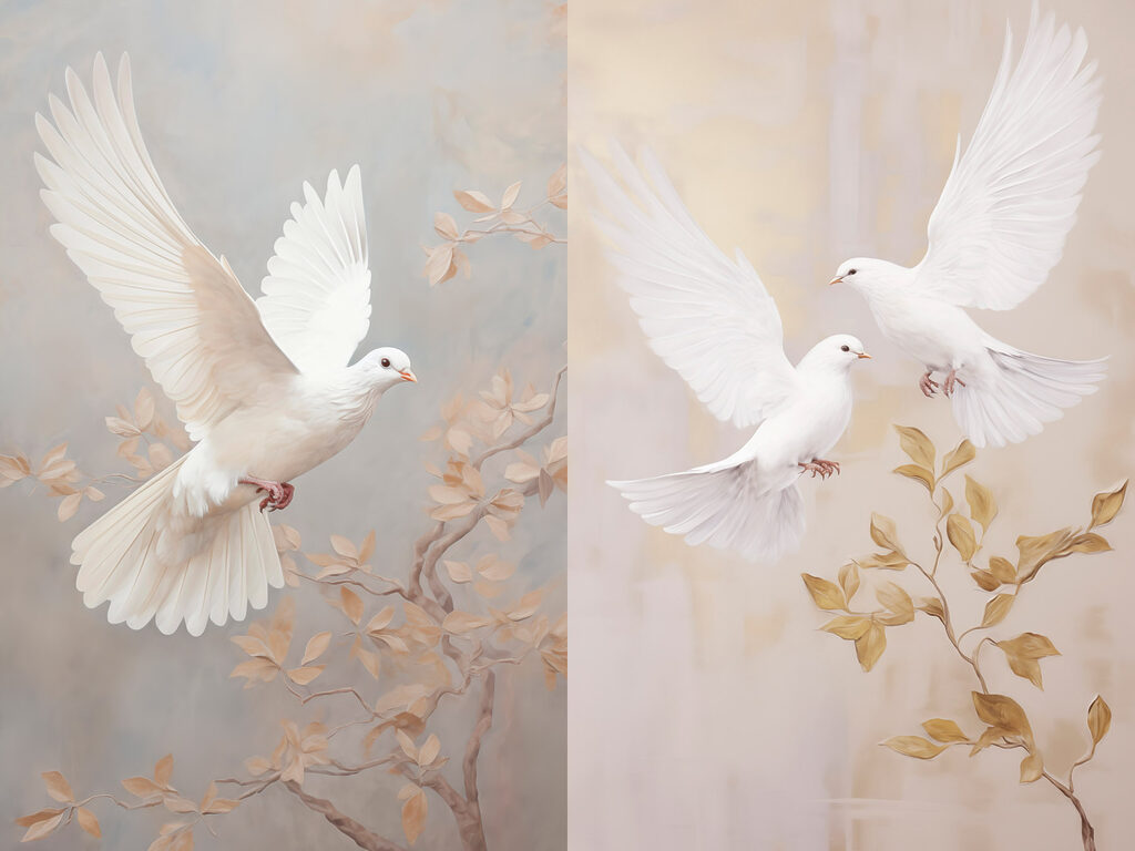 Collage of two white birds