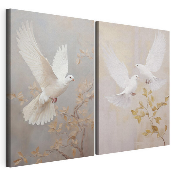 Collage of two white birds