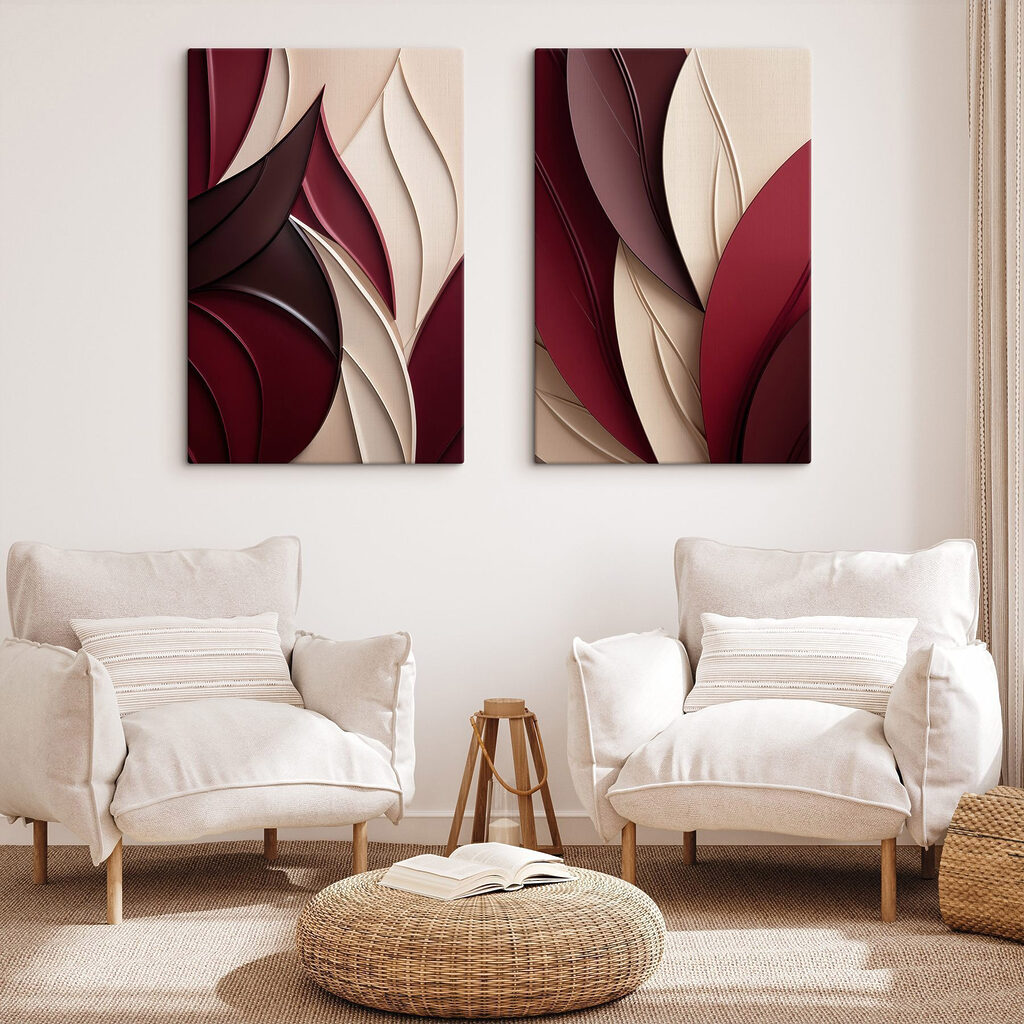 - Soft curves in warm hues