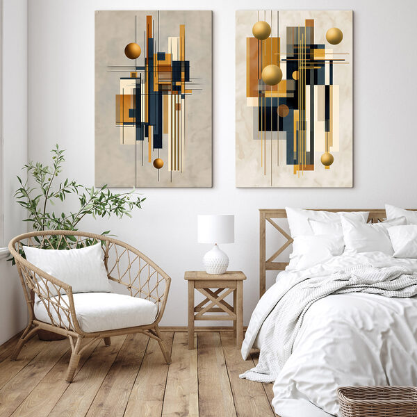 Collage of art with circles and lines