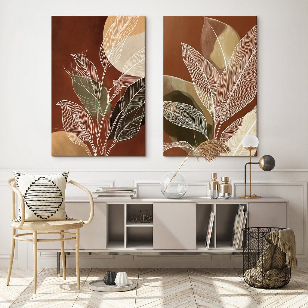 Painting of leaves and circles