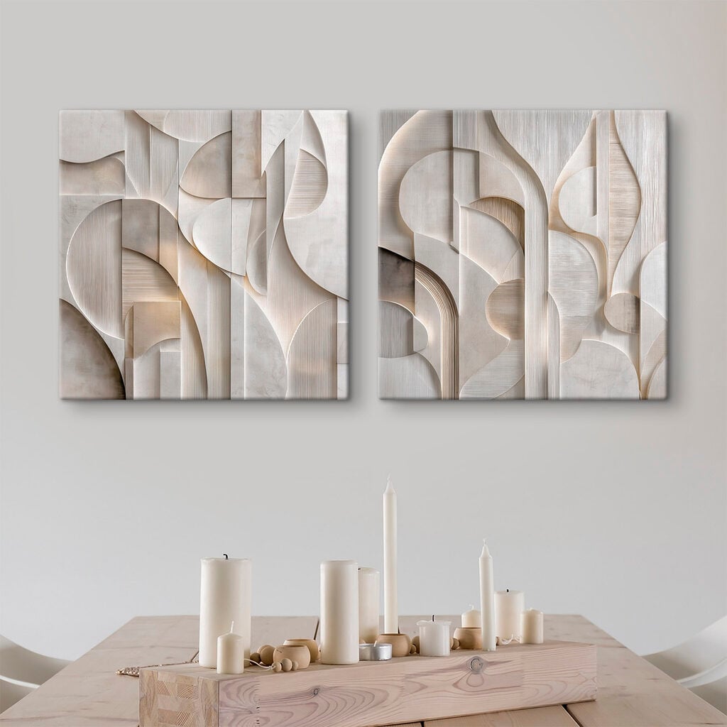 Abstract curves in soft neutral tones
