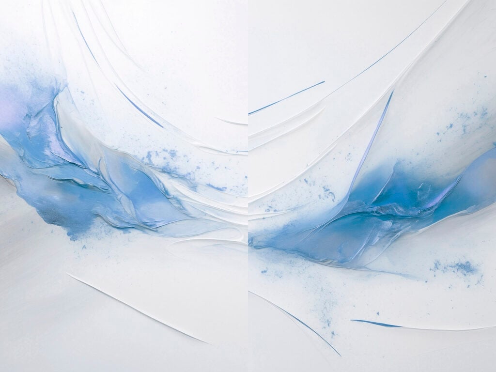 Collage of blue and white paint