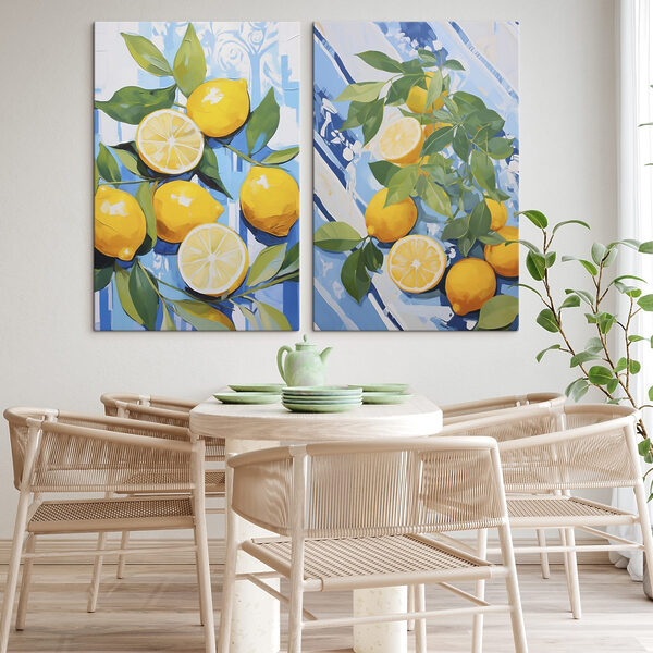 Painting of lemons and leaves